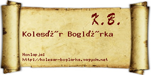 Kolesár Boglárka névjegykártya